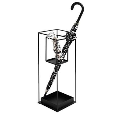 Imagem de Suporte de guarda-chuva de metal quadrado preto, suporte de guarda-chuva de ferro criativo geométrico, suporte de bengala e bengalas, para corredor, escritórios, lojas