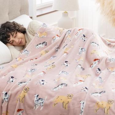 Imagem de Sushing Cobertor de lã de desenho animado, decoração de casa com personagens de animais fofos, presente leve e macio para adultos e crianças, lavável na máquina, 274 cm x 228 cm, filhotes