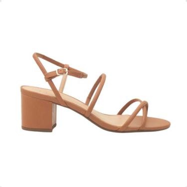 Imagem de Sandália Salto Bloco Médio Grosso Feminina Dm Eterna Caramelo - DAYANE