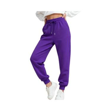 Imagem de Calças De Moletom Femininas Multicoloridas Com Cordão, Casuais, De Cor