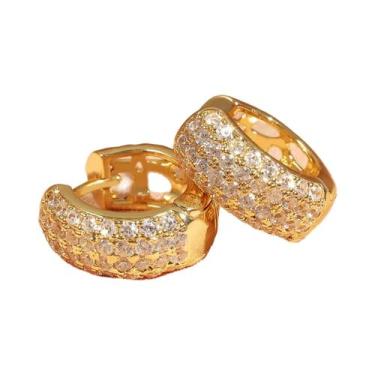 Imagem de Brincos De Argola Redondos De Zircônia Cúbica Em Ouro, Prata E Cobre P