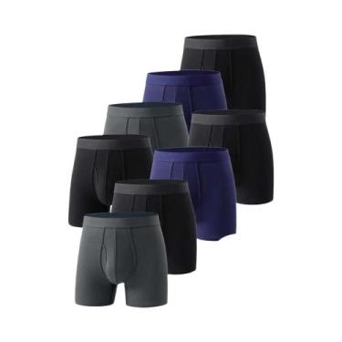 Imagem de Cuecas De Fibra De Bambu Para Homens, 8 Peças, Boxer Longo Macio E Ami