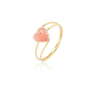 Imagem de Anel Coração Duas Cores Rosa Rosé Aro Duplo Ouro 10k A100 - MAEHLER Ar