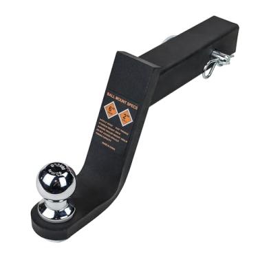 Imagem de Autekcomma Kit de montagem de bola de engate de reboque com esfera de 5 polegadas e pino de engate de 1,5 cm, bola de engate serve para receptor de 5 cm, queda de 15 cm, engate de bola com capacidade