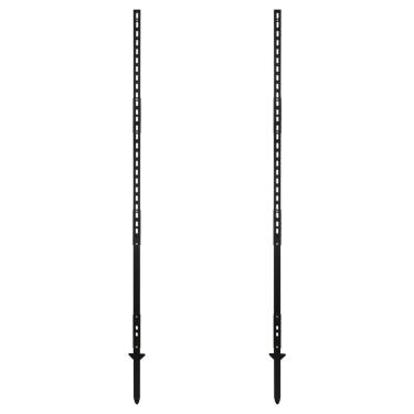 Imagem de Pacote com 2 estacas de 1,8 m para sinalização de quintal, aço preto, revestidas, postes de sinalização revestidos com pó para exterior à prova de ferrugem para quintal externo