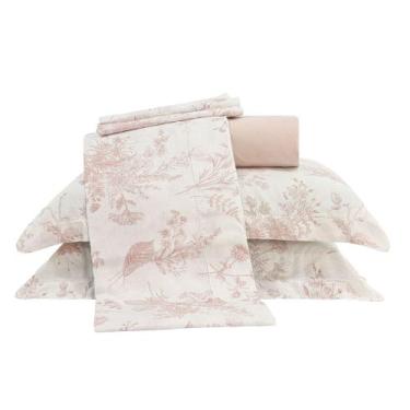 Imagem de Jogo de cama queen 180 fios ponto ajour 100% algodão - zipora salmao -