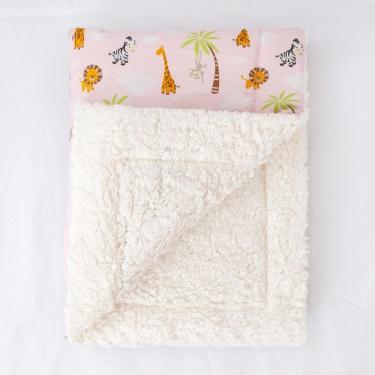 Imagem de Manta De Sherpa Para Bebê Lã Carneiro Safari Rosa