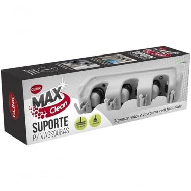 Imagem de Suporte Vassoura Organizador 3 Posições 4 Ganchos Cinza