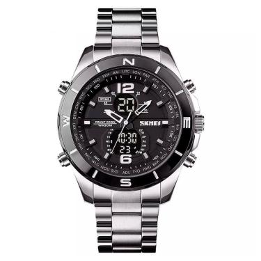 Imagem de Relógio Masculino Skmei Anadigi 1670 - Prata E Preto
