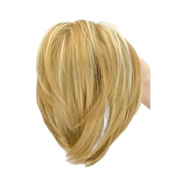 Imagem de Aplique De Cabelo Sintético Cacheado Em Coque Desgrenhado Com Presilha