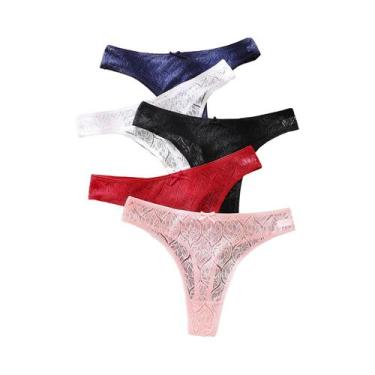 Imagem de Calcinhas De Renda Transparentes plus Size Para Mulheres, Pacote Com 5