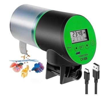 Imagem de Alimentador Automático de Peixes para Aquários - Distribuidor automático recarregável de ração para peixes Alimentador automático para tartarugas com cabo carregador USB (Estilo 1)