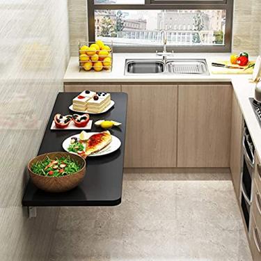 Imagem de Bancada de trabalho montada na parede, mesa dobrável de madeira, mesa de jantar dobrável resistente, mesa de cozinha, mesa de computador, design que economiza espaço, ideal para áreas pequenas