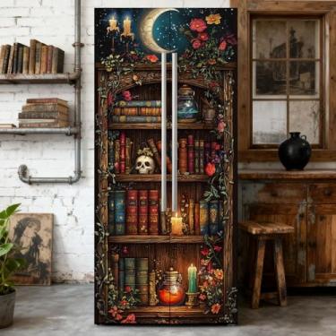 Imagem de GOMAKERER 2 peças de envoltórios removíveis de geladeira para armário de poção mágica, autoadesivo, porta de geladeira, mural de vinil, freezers, painel adesivo para decoração de bar de cozinha, 40 x