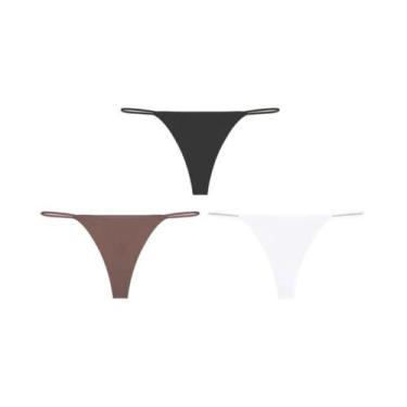 Imagem de Calcinhas Tanga Sem Costura De Cintura Baixa 3PCS Com Alças Finas E Al