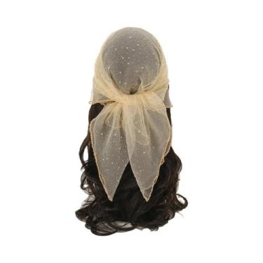 Imagem de Lenço Quadrado De Renda Com Bordado Floral Para Mulheres, Turbante Res