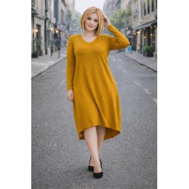 Imagem de Vestido Mullet Manga Longa Moda Femenina - modanascimento, Mostarda, P