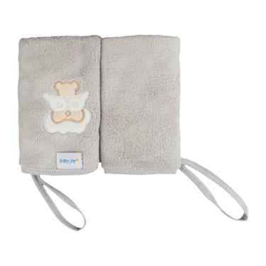 Imagem de Toalha de Boca Baby Joy Super Seca com Prendedor de Chupeta Bordada 25x29 cm – Anjinho Cinza