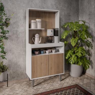 Imagem de Armário 2 Portas Cantinho do Café Rilary para Cozinha Branco/Freijó M1