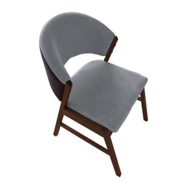 Imagem de Cadeira De Jantar Madeira Maciça Débora Compose Facto Ocre Cinza Linho