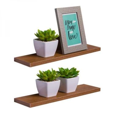 Imagem de Kit 2 Prateleiras 50 X 10cm Freijó Suporte Invisível