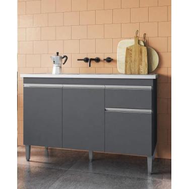 Imagem de Balcão Para Pia Tatiane 120mt Sem Tampo Cinza Fosco AJL