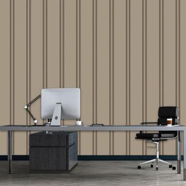 Imagem de Papel De Parede Imitação Ripa Bege Lavável Adesivo Andiroba