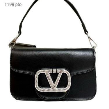 Imagem de Bolsa Feminina com Tampa Fivela Strass e Alça de Corrente Transversal 