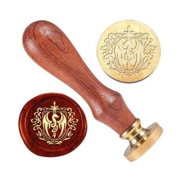 Imagem de Carimbo De Cera De Latão Com Cabo De Madeira Em Formato De Espada De D
