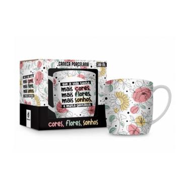 Imagem de Caneca de Porcelana Cores, Flores, Sonhos - 300ml - Brasfoot 