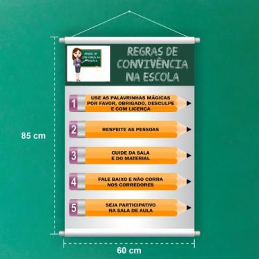 Imagem de Banner De Lona Escolar Regras de Convivência - 85x60cm - Fabrika de Fe