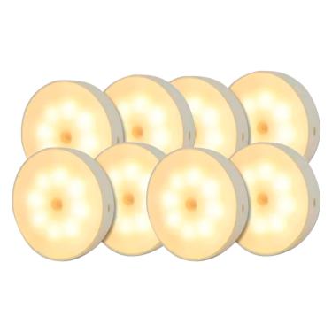 Imagem de Kit 8 Lâmpada Luminária Sem Fio Recarregável USB Com Sensor de Movimento e Luminosidade