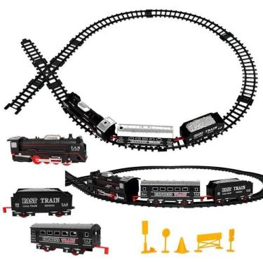 Imagem de Trem Ferroviário De Brinquedo Com Vagões Trilhos Som E Luz