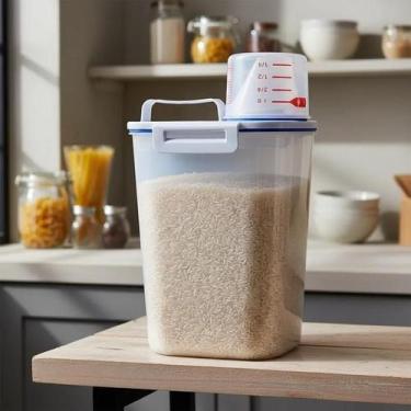 Imagem de Pote Hermético Multiuso 2kg Com Copo Medidor Grãos Cereais - TOP RIO