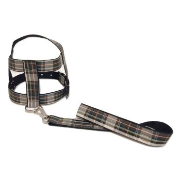 Imagem de Kit Guia com peitoral 40mm xadrez preto 9 63 cm a 84 cm