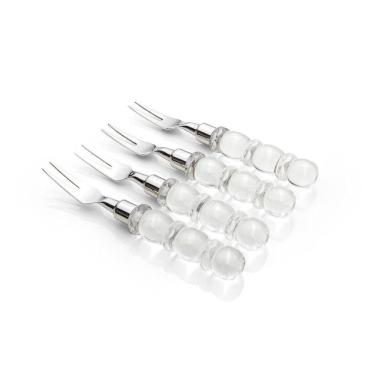 Imagem de Conjunto De Talheres Copa E Cia Para Aperitivo Finger Food 4 Peças Garbo Cristal Silver