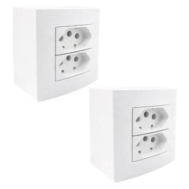 Imagem de 2Und Caixa Sobrepor Tomada Dupla 75mm 2P+T 20A/250V Branco - MarGirius