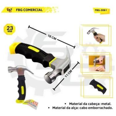Imagem de Mini Martelo Cabo Curto Emborrachado 23mm Unha Aço Carbono Profissiona