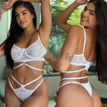 Imagem de Conjunto De Lingerie Renda Sem Bojo Com Aro - Like4you, G, Branco