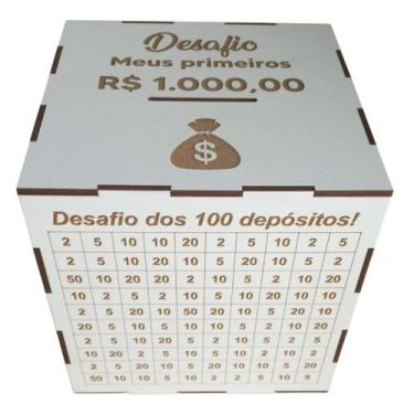 Imagem de Cofre MDF Desafio Junte 1Mil / 5Mil / 10MIl / 20Mil Valores:1 Mil - oe