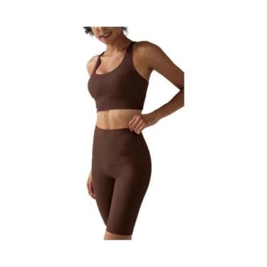 Imagem de Conjunto De Shorts De Yoga De Cintura Alta Para Mulheres Com Top De Su