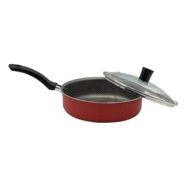 Imagem de Frigideira Enjoy Antiaderente Reta 20cm Com Tampa De Vidro, Vermelho