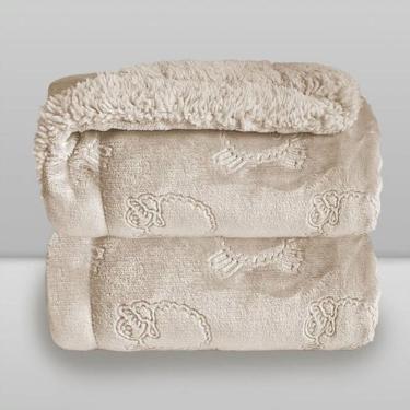 Imagem de Cobertor Plush com Sherpa Ferrete Bege 100x150 - Laço Bebê