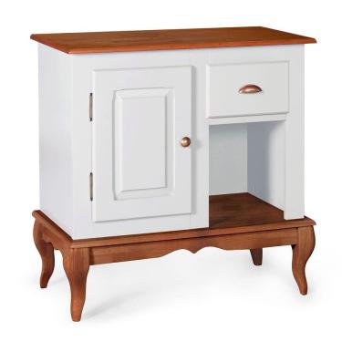 Imagem de Gabinete para Banheiro 1 Porta 1 Gaveta com Pés Luiz XV Dália 3064 - Off White/Imbuia Glazer