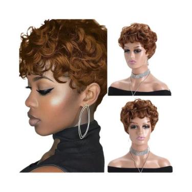 Imagem de Peruca Sintética Curta Cacheada Branca Prateada De 10 Polegadas Com Ap