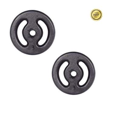 Imagem de Kit 2x Anilha Super Premium de 3Kg Ferro Fundido Pintada Academia-Unissex