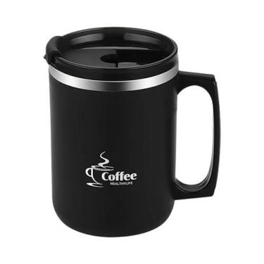 Imagem de Caneca Térmica De Aço Inoxidável Com Dupla Parede De 450ML Com Tampa E