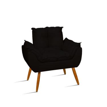 Imagem de Poltrona Decorativa Opala Suede Fibra Siliconada Preto Balaqui Decor