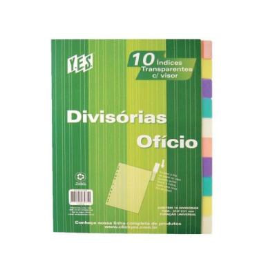 Imagem de Divisória para Fichário Ofício Yes 10 Divisões C/Visor Color