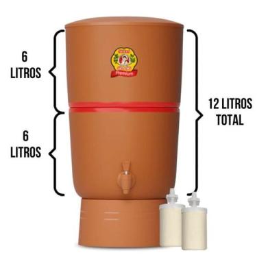 Imagem de Filtro de Barro para Água São João Premium 6 Litros 2 Velas - Stéfani 